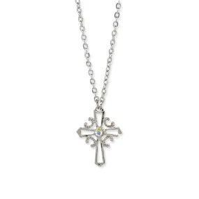 1928 Jewelry Crystal AB Cross Pendant Necklace 16"   3" Extender