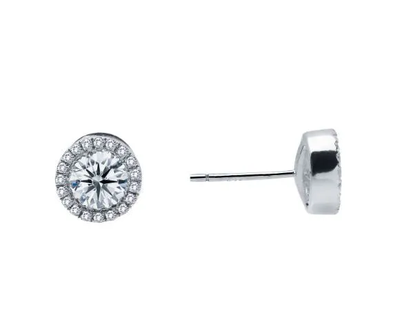 0.8 CTW Halo Stud Earrings