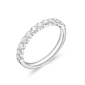 18K WHITE GOLD PETITE PRONG DIAMOND BAND .53CT