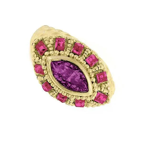 1928 Jewelry Amethyst And Fuchsia Austrian Crystal Ring