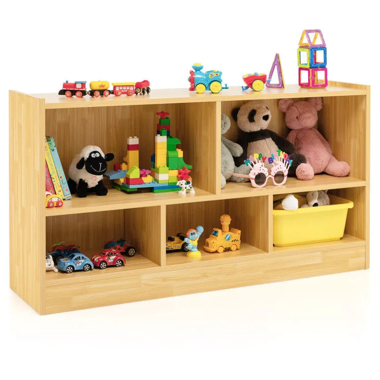 2-Shelf Bookcase 5-Cube Wood Toy Storage Cabinet Organizer