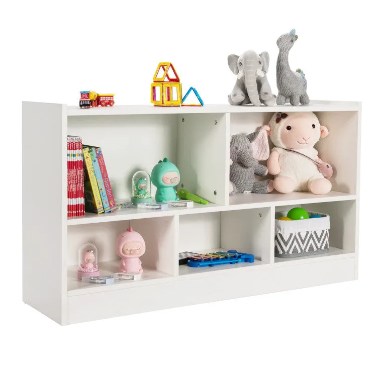 2-Shelf Bookcase 5-Cube Wood Toy Storage Cabinet Organizer