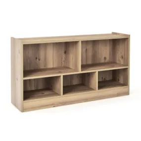 2-Shelf Bookcase 5-Cube Wood Toy Storage Cabinet Organizer