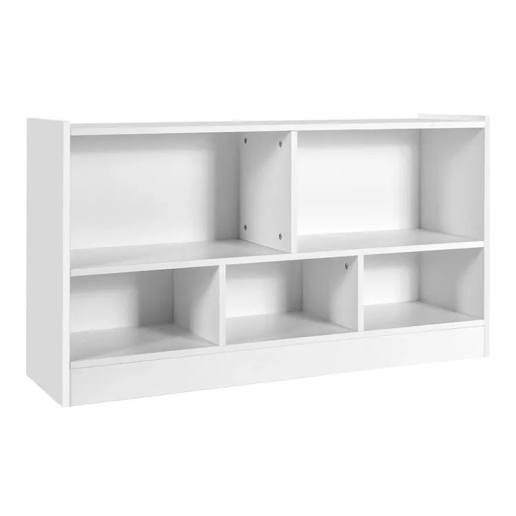 2-Shelf Bookcase 5-Cube Wood Toy Storage Cabinet Organizer