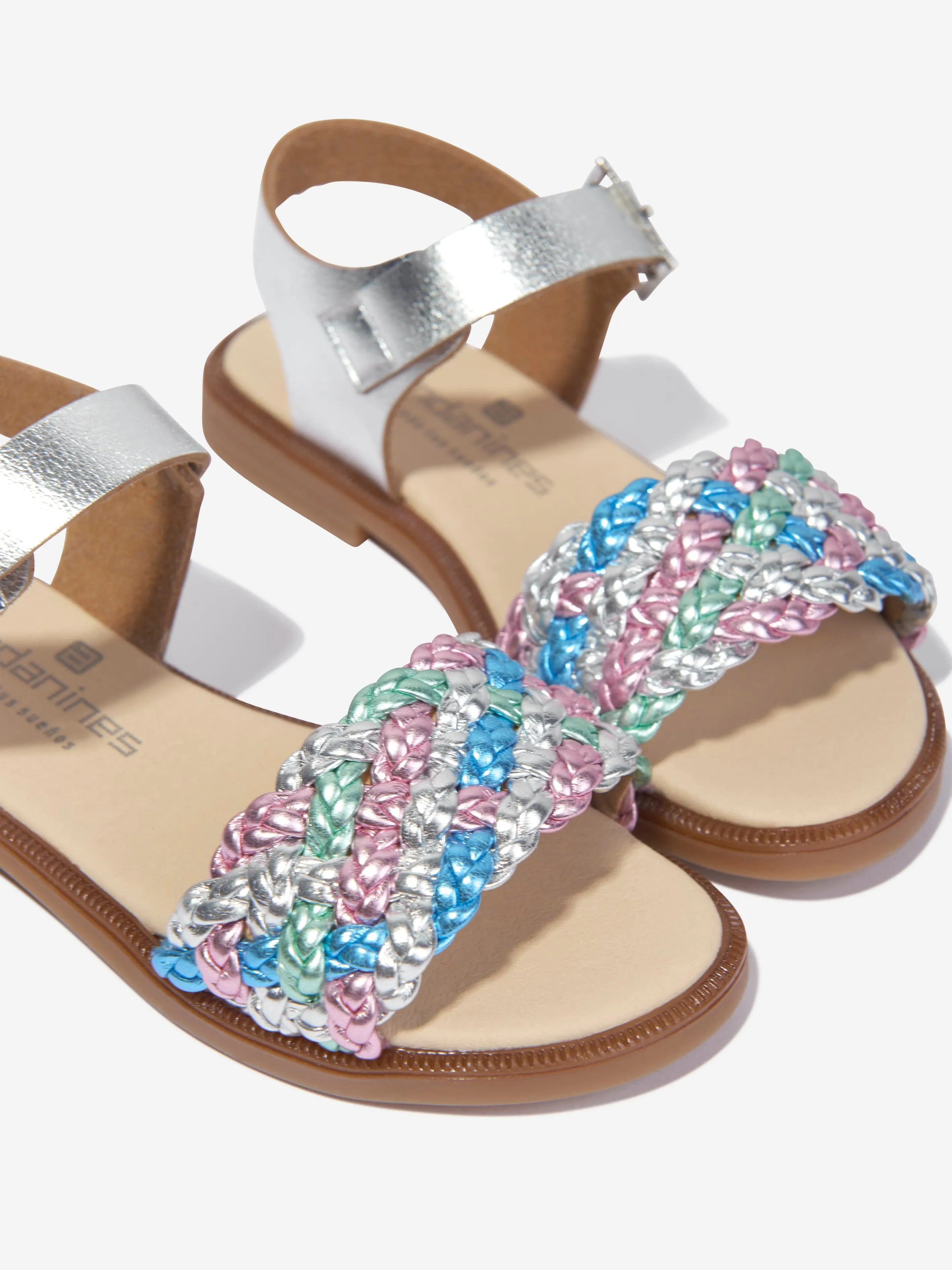 Andanines Girls Braided Sandals in Silver