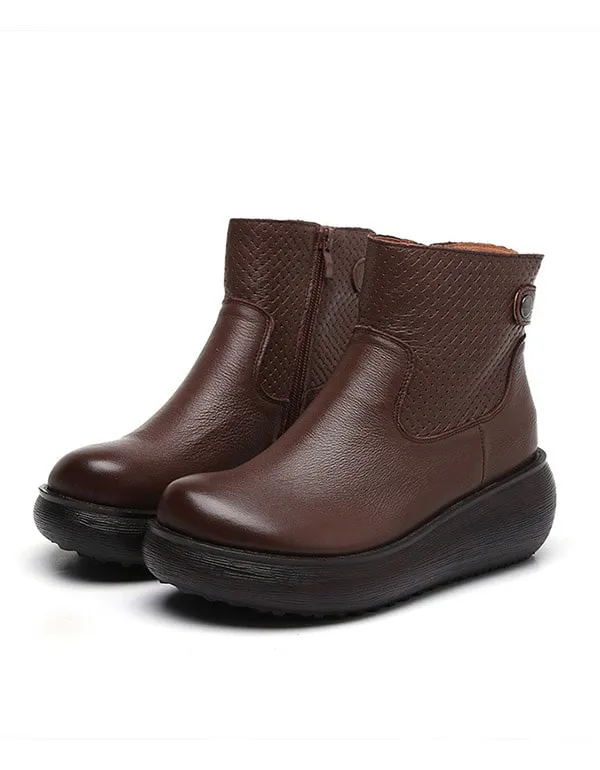 Autumn Winter Leather Comfort Platform Boots