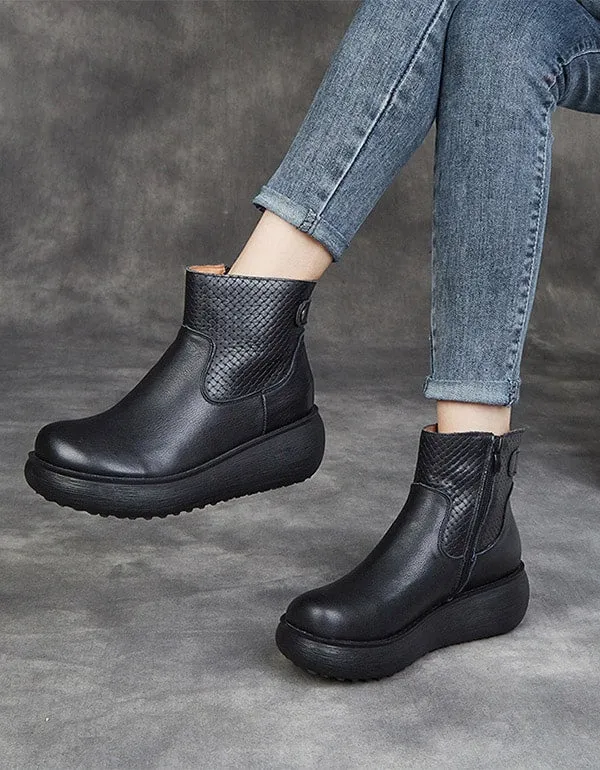 Autumn Winter Leather Comfort Platform Boots