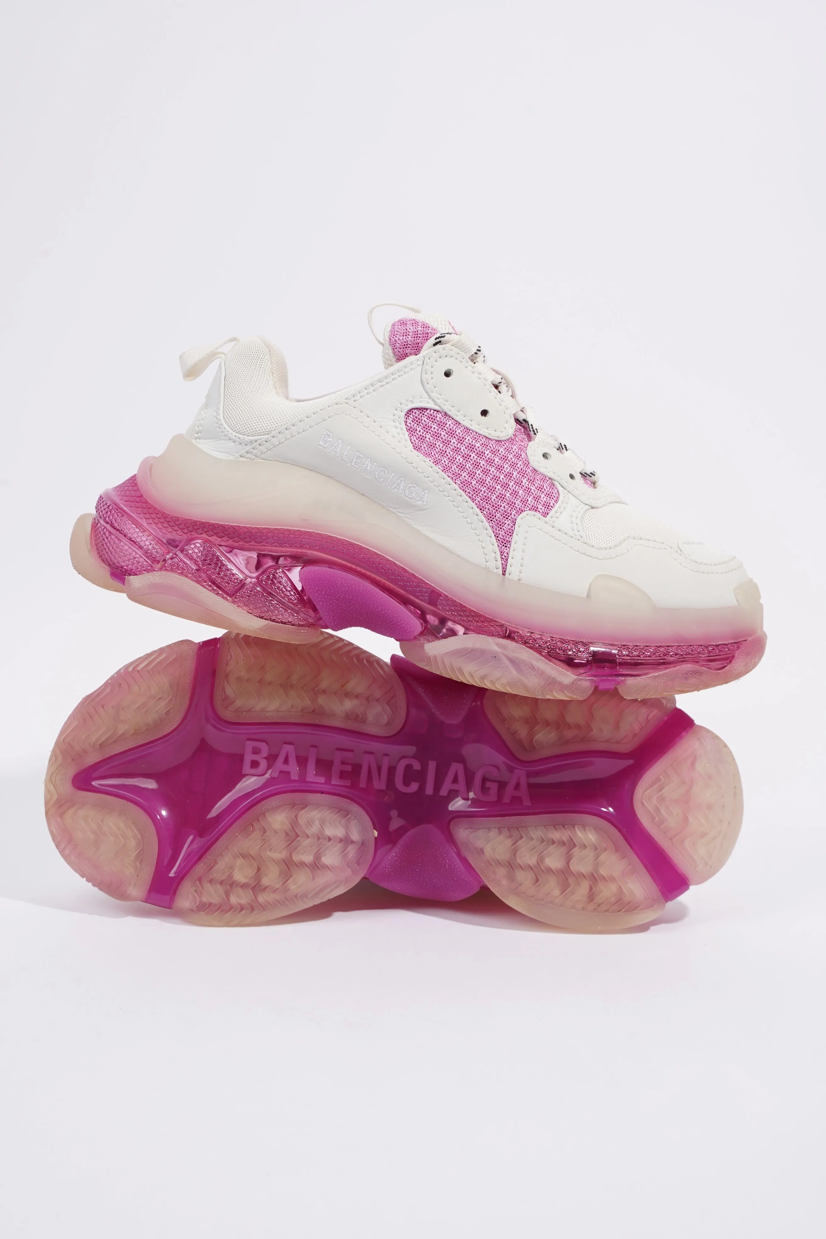 Balenciaga Triple S Clear Sole White / Pink Mesh EU 37 UK 4