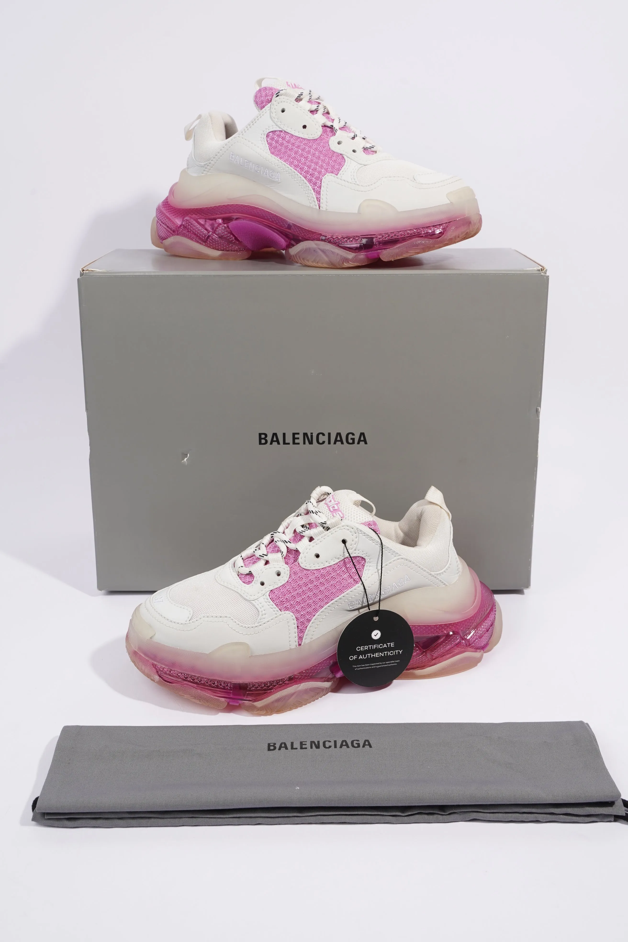 Balenciaga Triple S Clear Sole White / Pink Mesh EU 37 UK 4