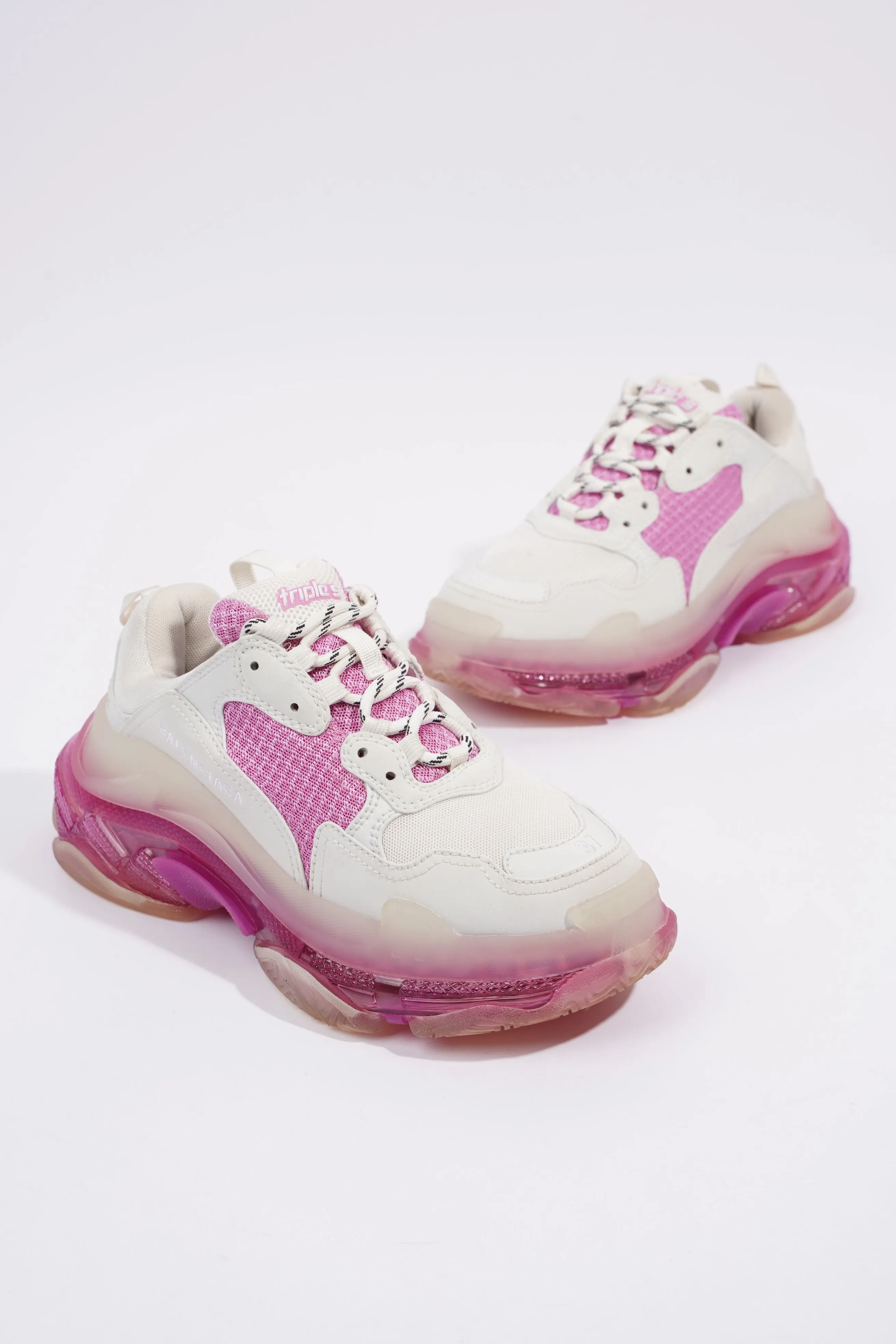 Balenciaga Triple S Clear Sole White / Pink Mesh EU 37 UK 4