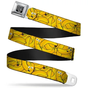 BD Wings Logo CLOSE-UP Full Color Black Silver Seatbelt Belt - Bananas Stacked Cartoon Yellows Webbing