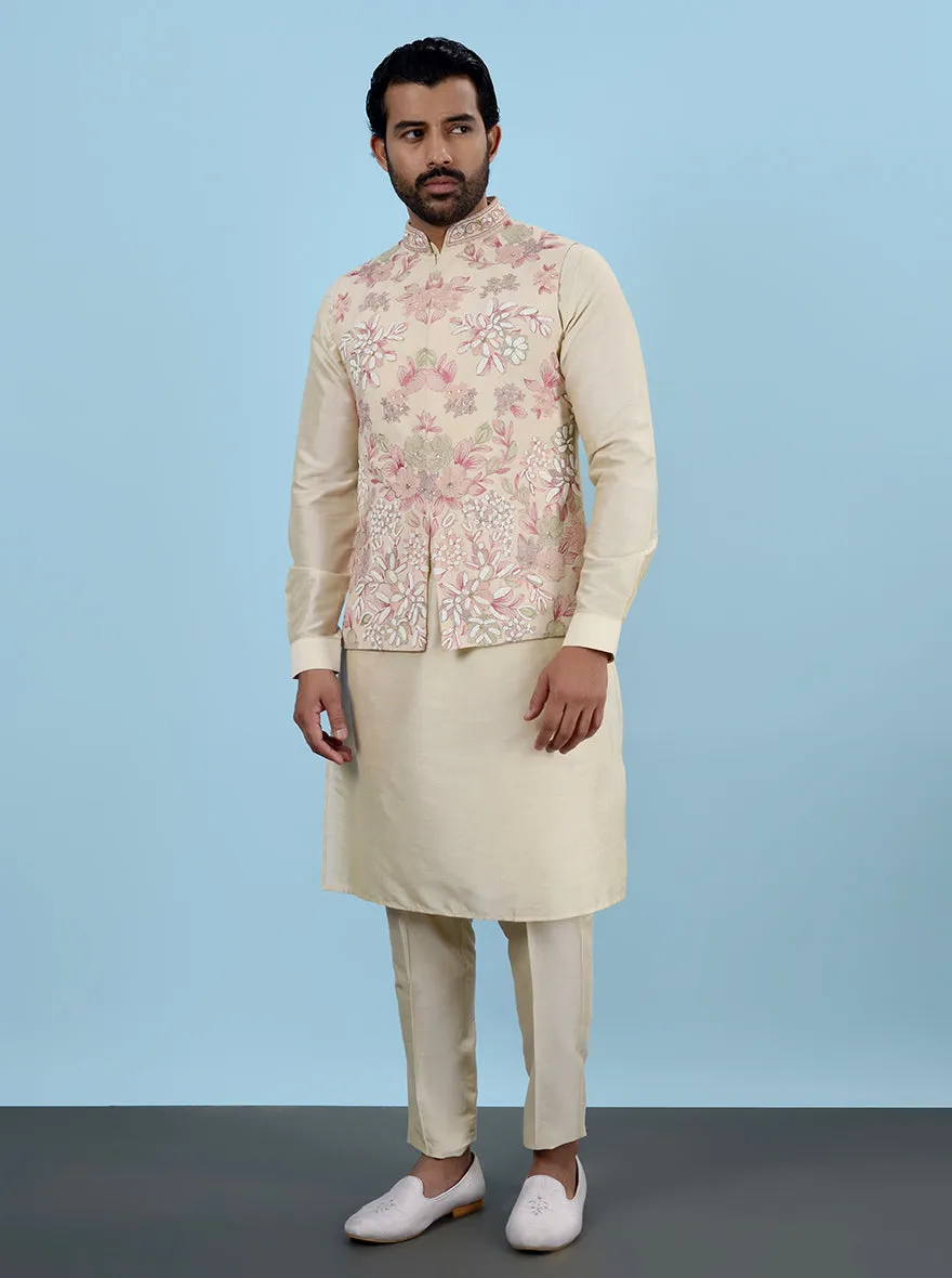 Beige Kurta Set with Koti | TULA