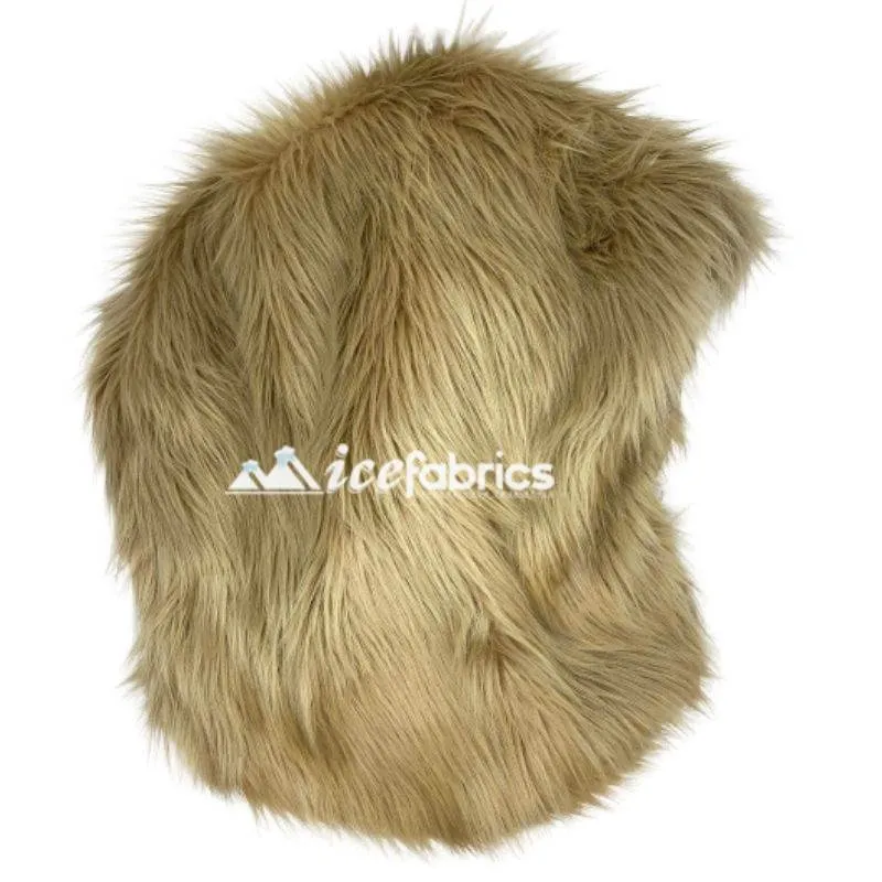 Beige Shaggy Mohair Long Pile Faux Fur Fabric By The Yard