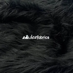 Black Shaggy Mohair Long Pile Faux Fur Fabric By The Yard