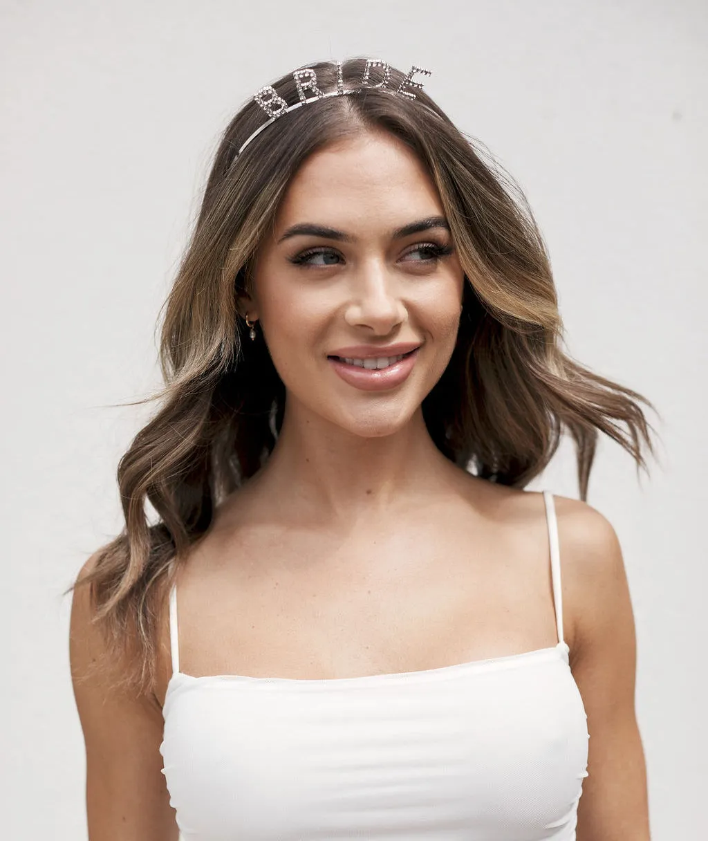 Bride Rhinestone Headband - Silver