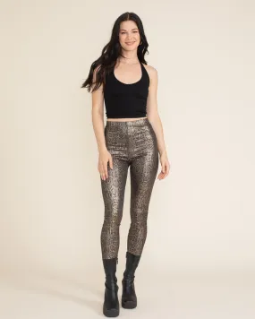 Bronze Python Foil Leggings | Women's