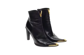 Cesare Paciotti - Black Ankle Boots with Gold Trim - IT 38 1/2