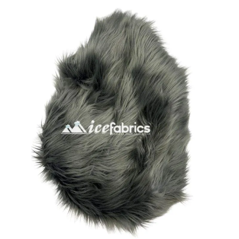 Charcoal Shaggy Mohair Long Pile Faux Fur Fabric By The Yard