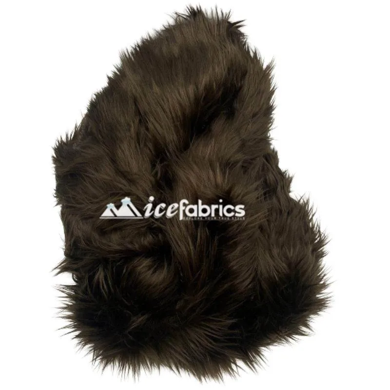 Dark Brown Shaggy Mohair Long Pile Faux Fur Fabric By The Yard