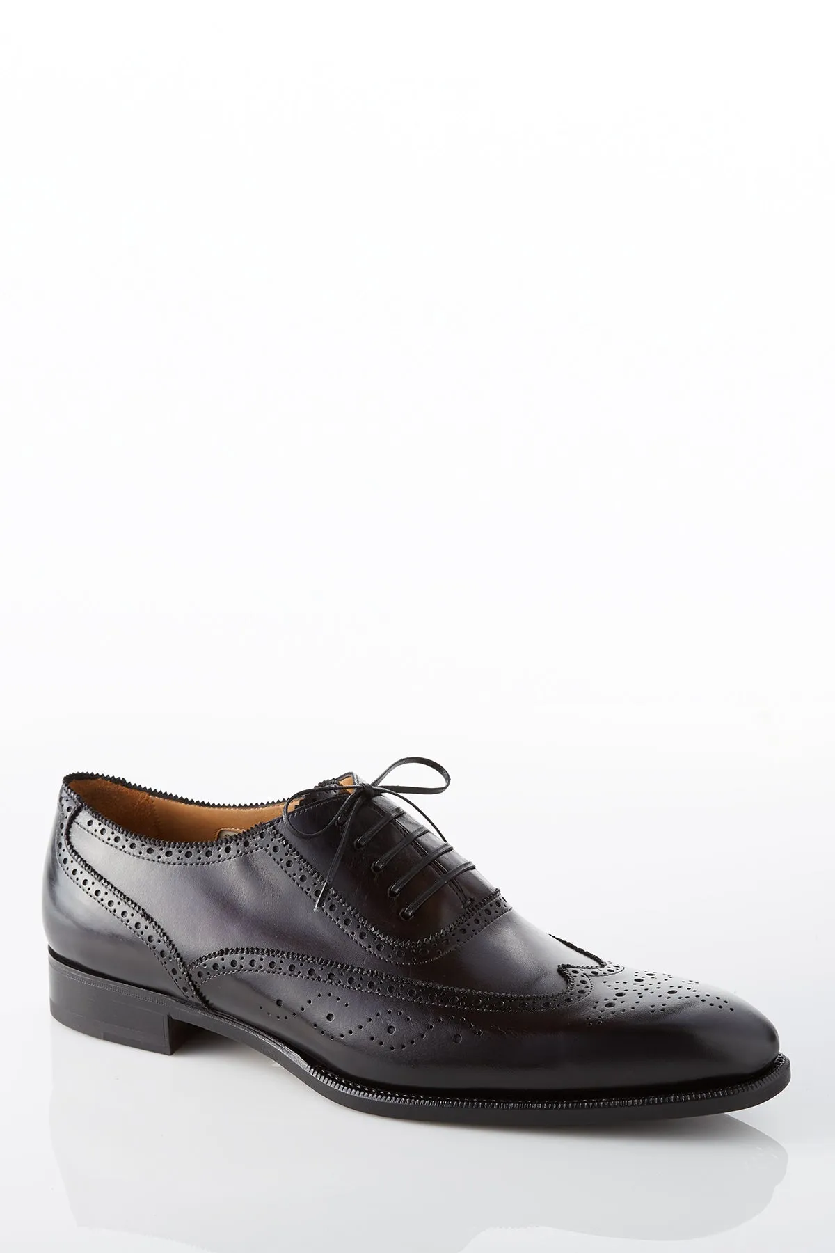 David August Leather Wingtip Brogue Shoes in Light Brown