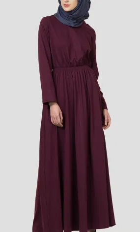 Elasticated waistline basic muslimah abaya dress - Final Sale