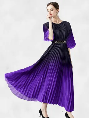 Eterna Oversized Loose Gradient Pleated Long Dress