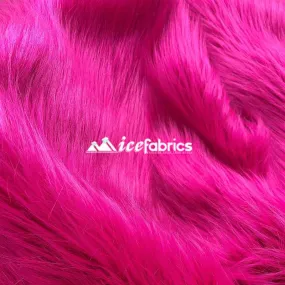 Fuchsia Shaggy Mohair Long Pile Faux Fur Fabric By The Yard