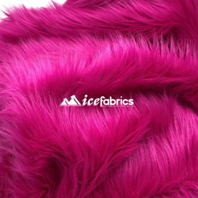 Fuchsia Shaggy Mohair Long Pile Faux Fur Fabric By The Yard