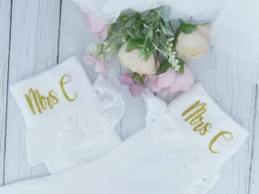 Gold Glitter "Mrs" Personalised Wedding Socks.