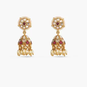 Gool Kempu Jadau Silver Jhumka Earrings