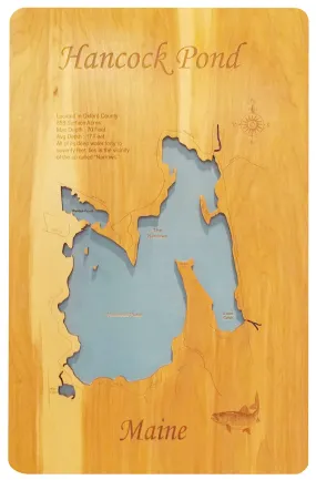 Hancock Pond, ME - Laser Cut Wood Map