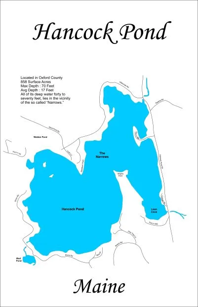 Hancock Pond, ME - Laser Cut Wood Map