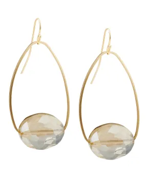 Handmade Matte Gold Champagne Crystal Drop Bead Earrings