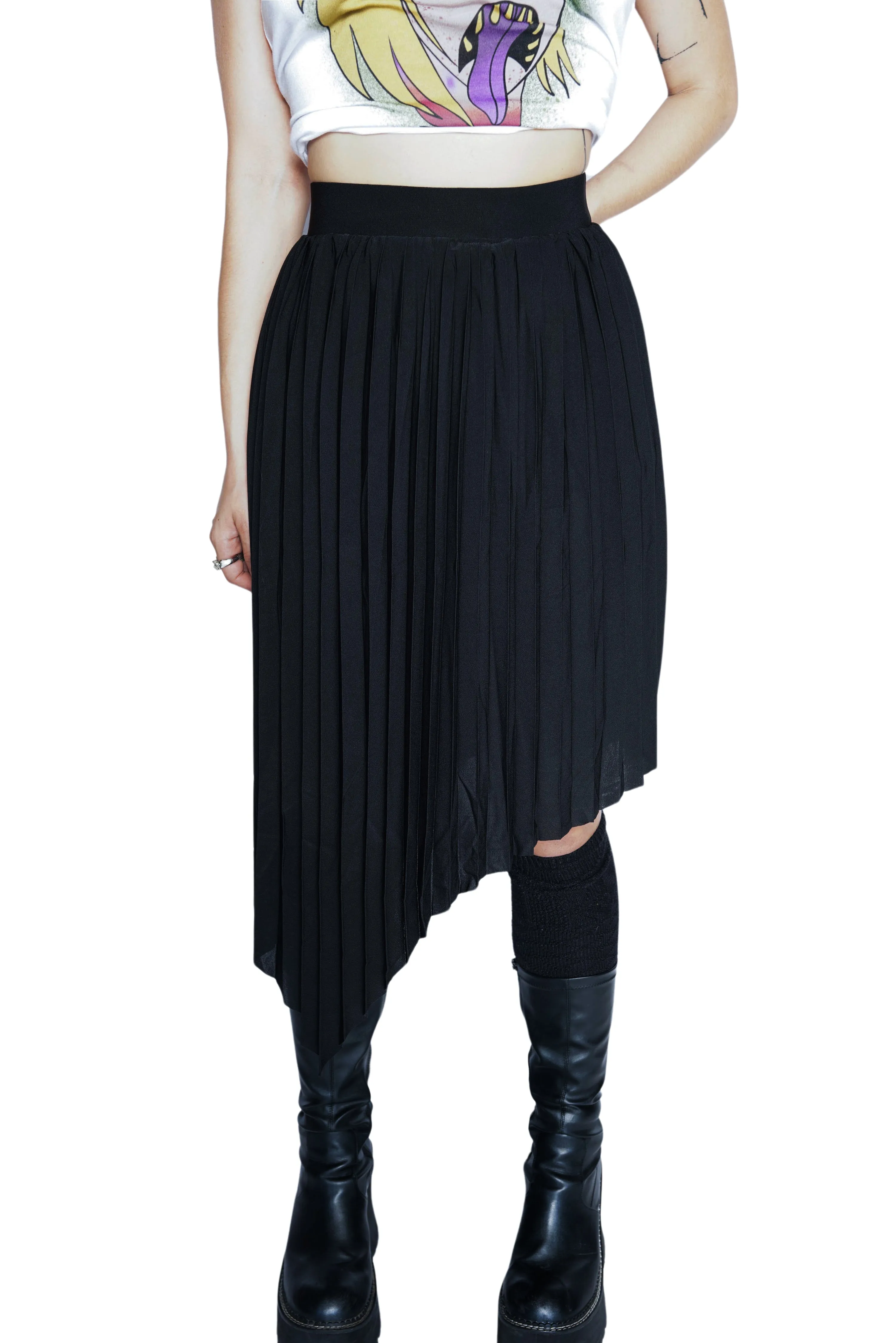 High waist Lined Pleated Long Skirt