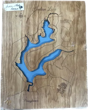 Indian Lake, Pennsylvania - Laser Engraved Wood Map Overflow Sale Special