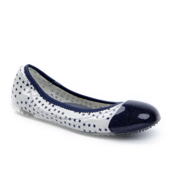 ja-vie Navy Stars Cap toe jelly flats shoes