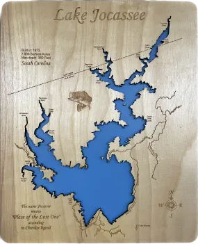 Lake Jocasee, NC & SC - Laser Engraved Wood Map Overflow Sale Special