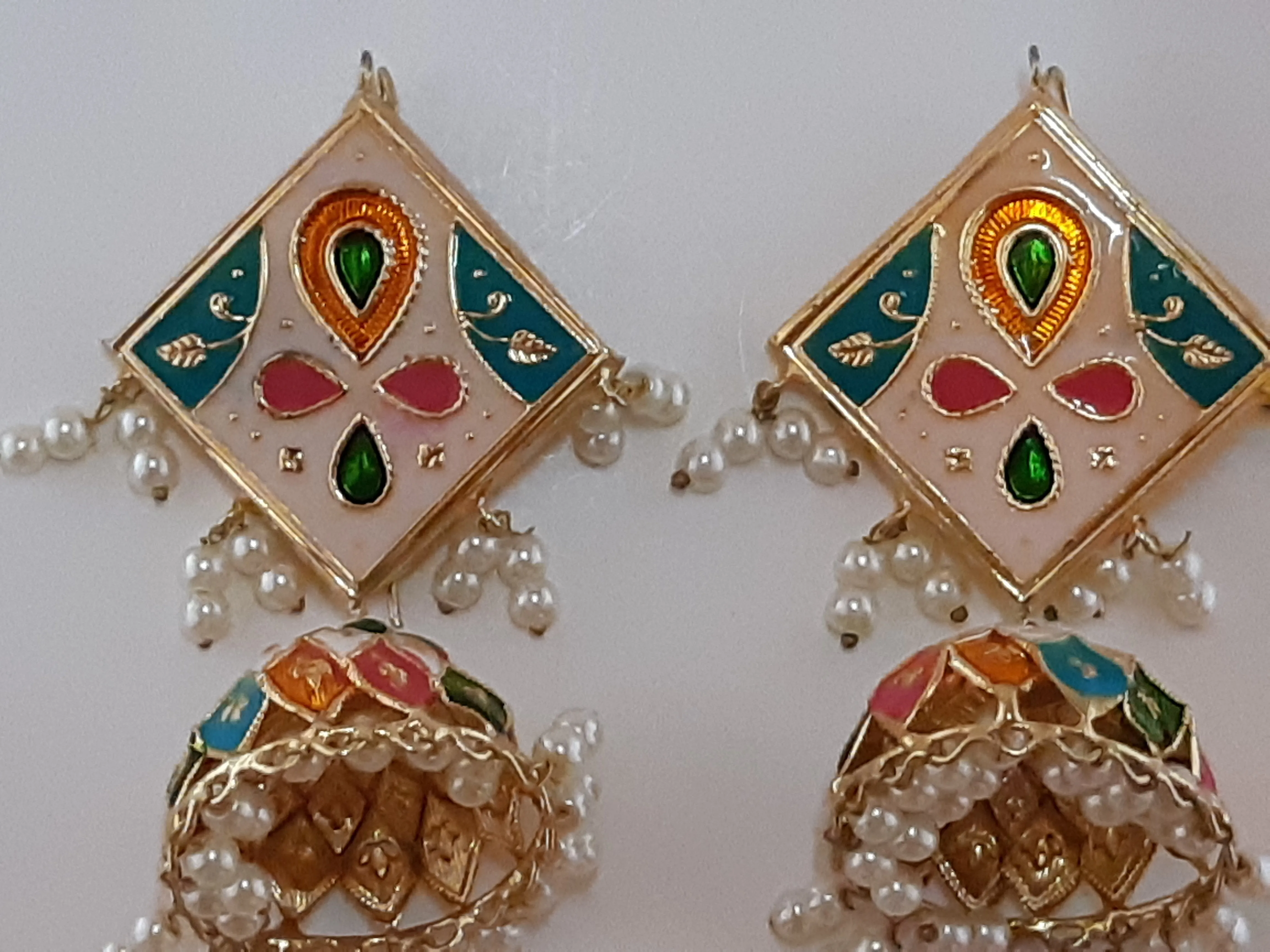 Light multi colors meena earrings