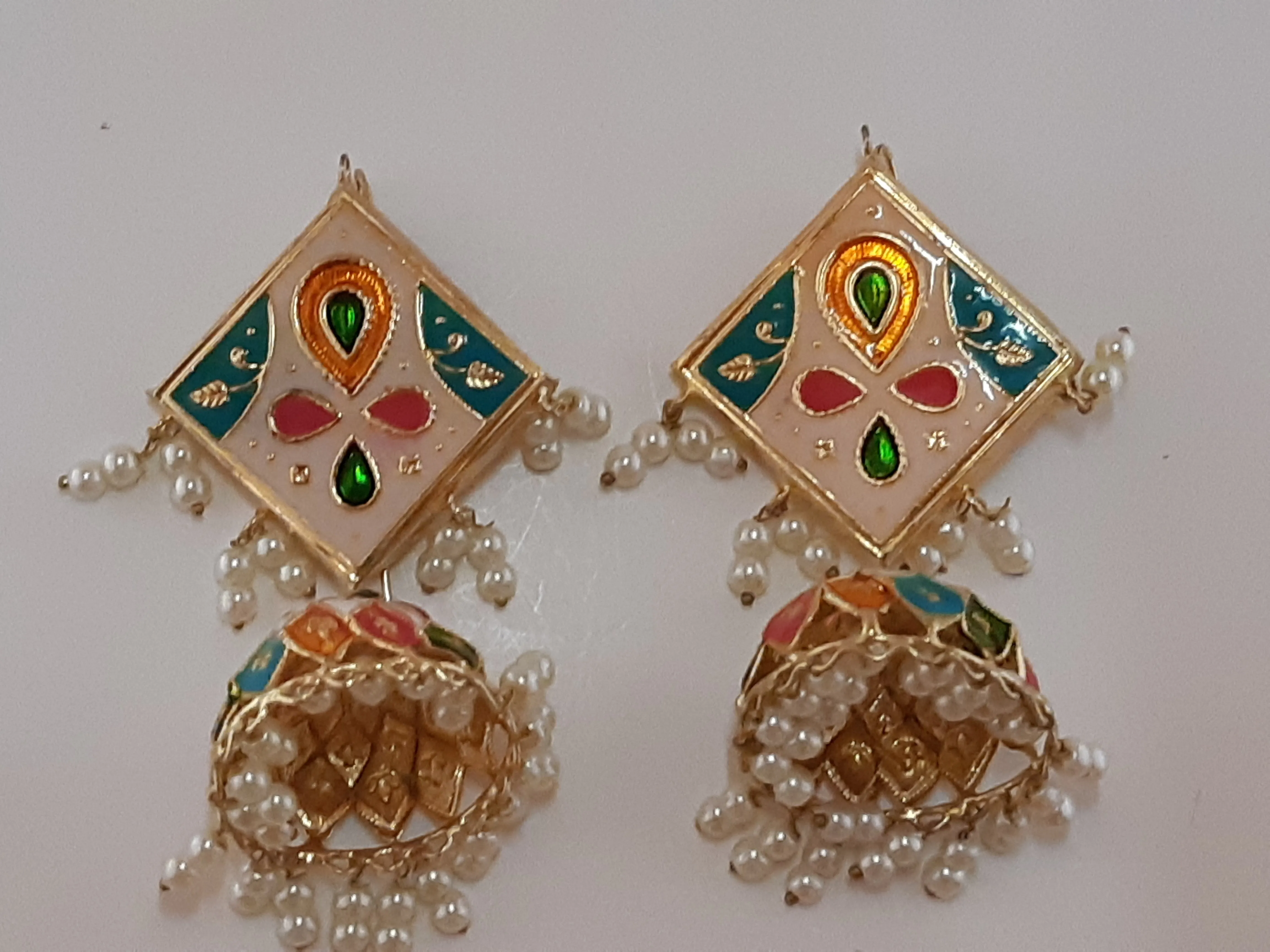 Light multi colors meena earrings