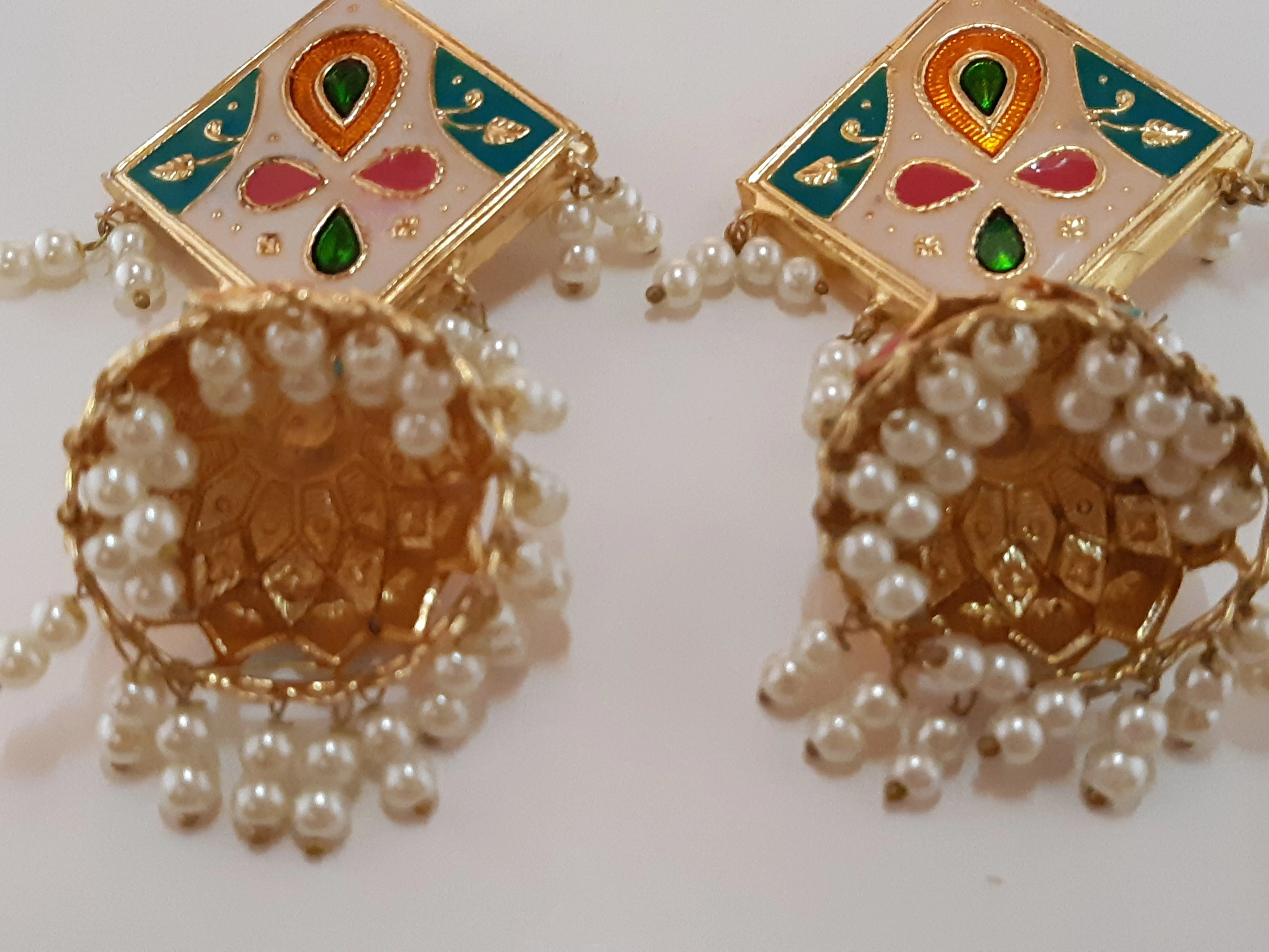 Light multi colors meena earrings