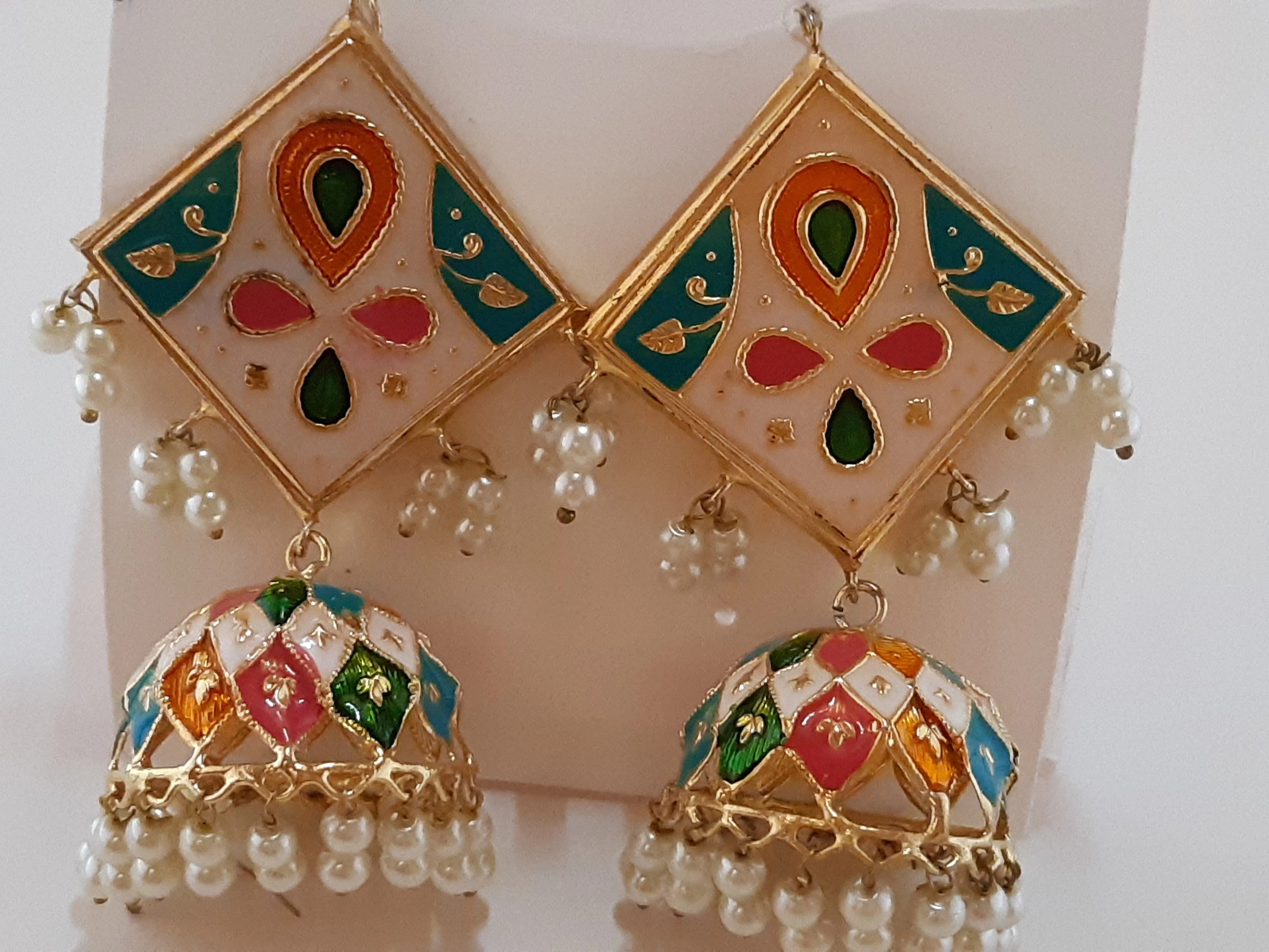 Light multi colors meena earrings