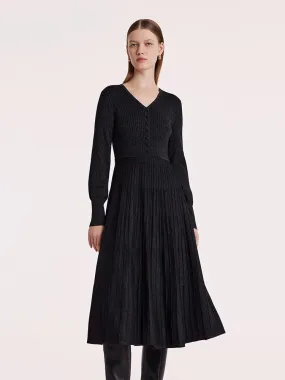 Machine Washable Wool Pleated Dress