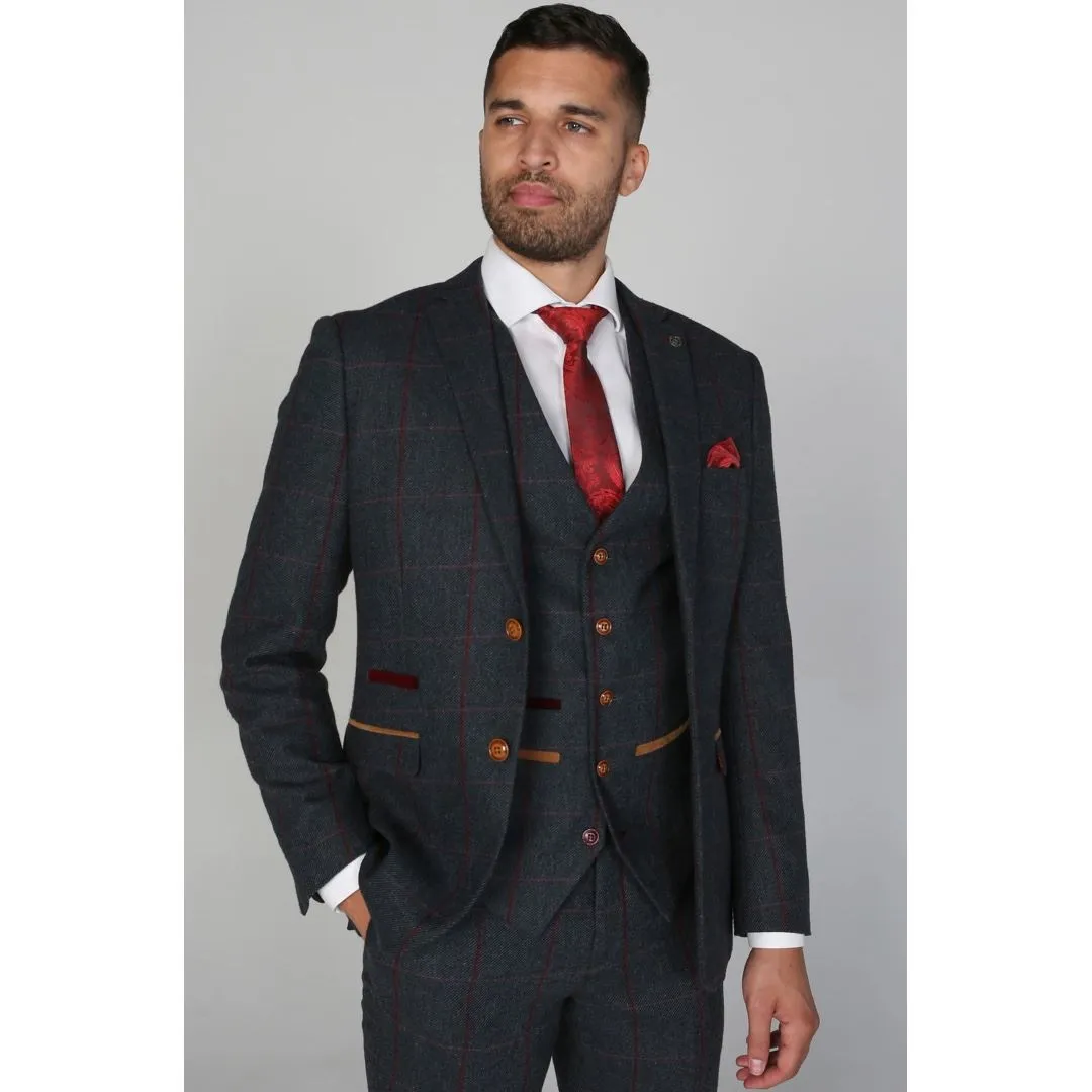 Madrid - Men's Tweed Blue Blazer Wedding Formal