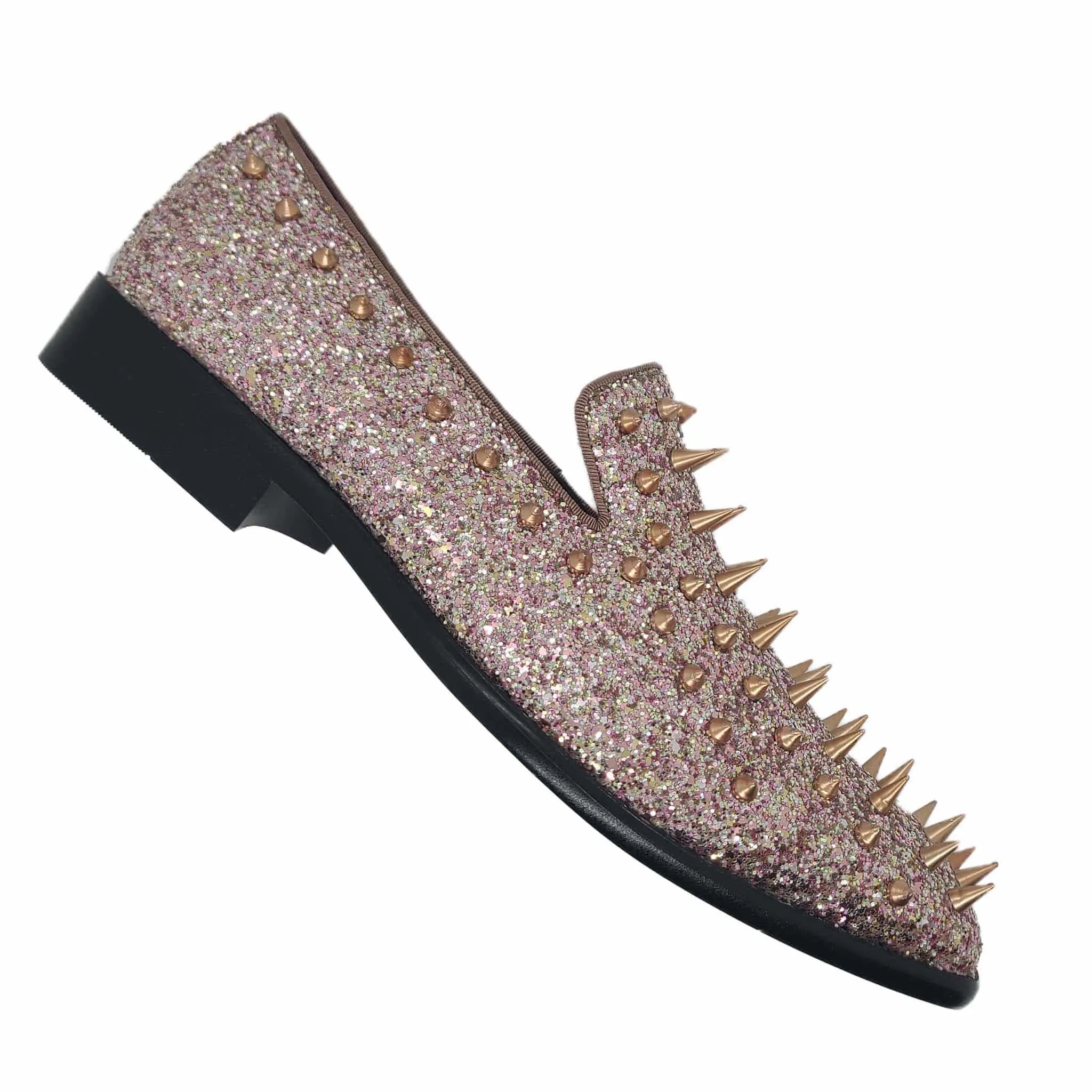 Men's Spiked Fashion Loafers in Rose Gold