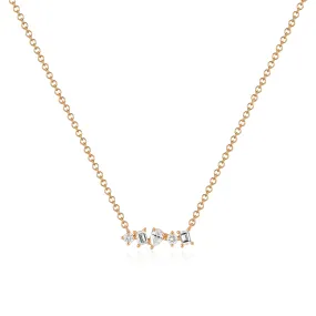 Multi Faceted Diamond Mini Bar Necklace