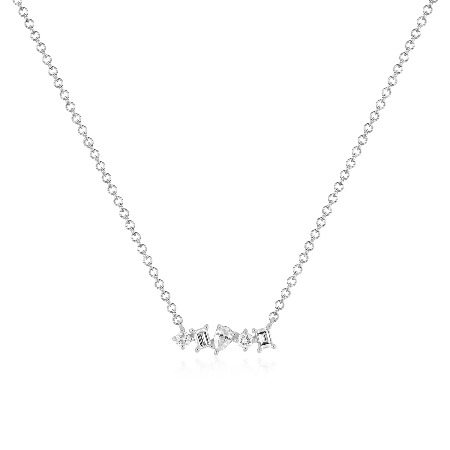 Multi Faceted Diamond Mini Bar Necklace