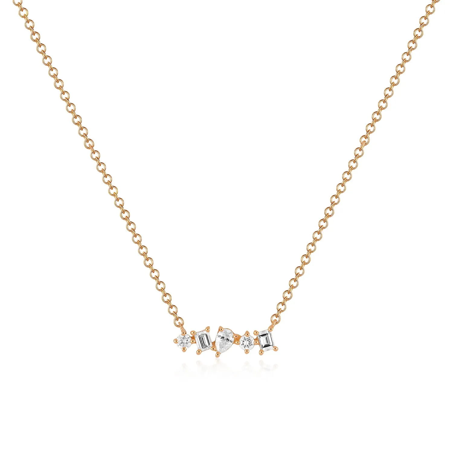 Multi Faceted Diamond Mini Bar Necklace