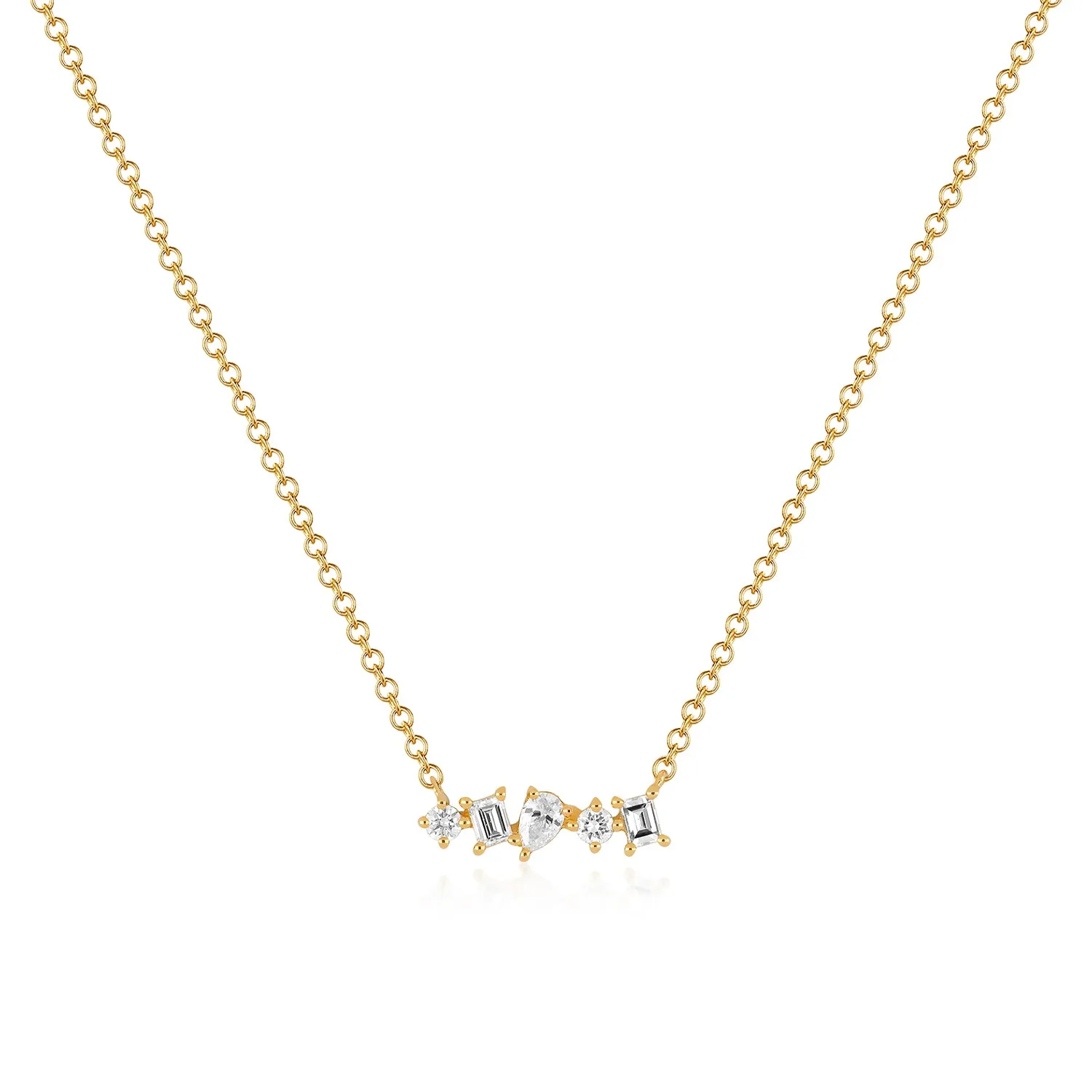 Multi Faceted Diamond Mini Bar Necklace