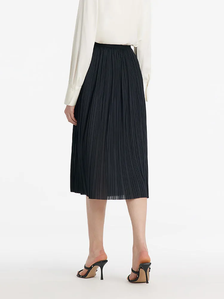 Pleated Women Half Skirt With Elastic Waistband