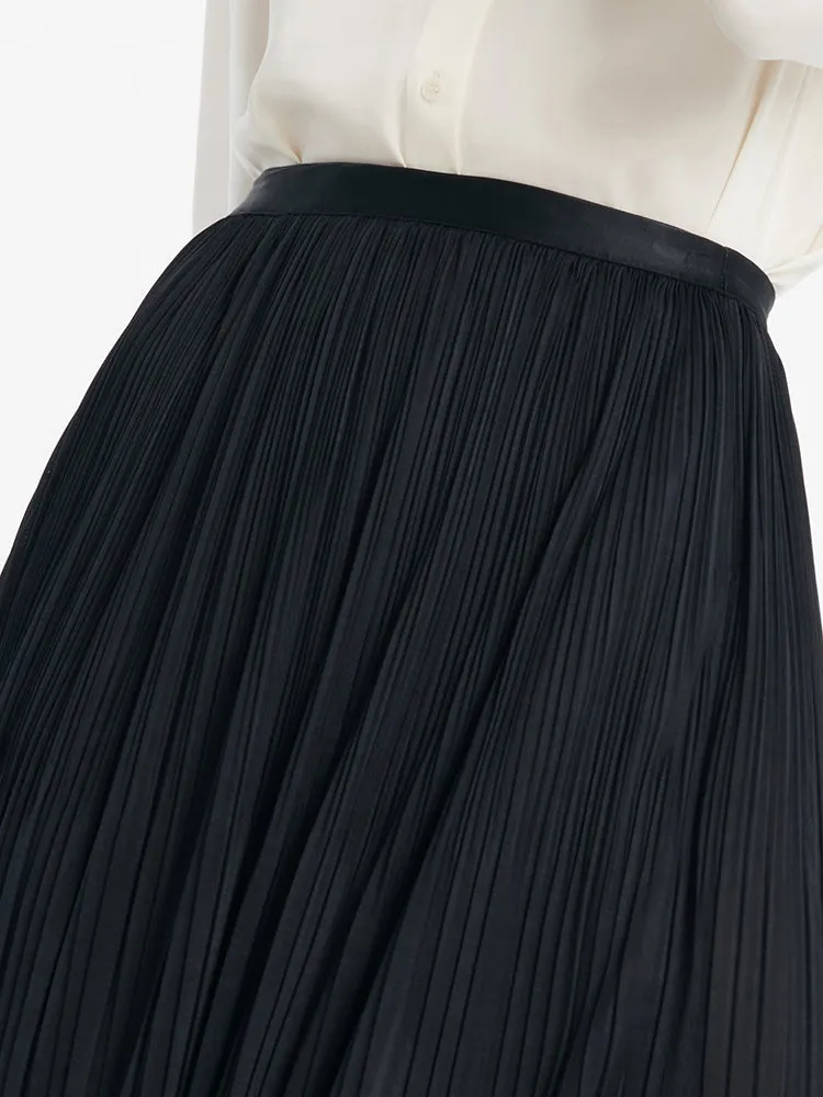 Pleated Women Half Skirt With Elastic Waistband